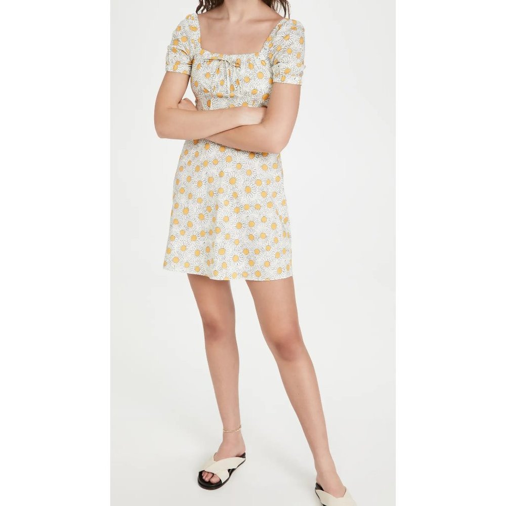 HVN Mini Holland Bow Tie Cotton Dress in Daisy Sketch 12